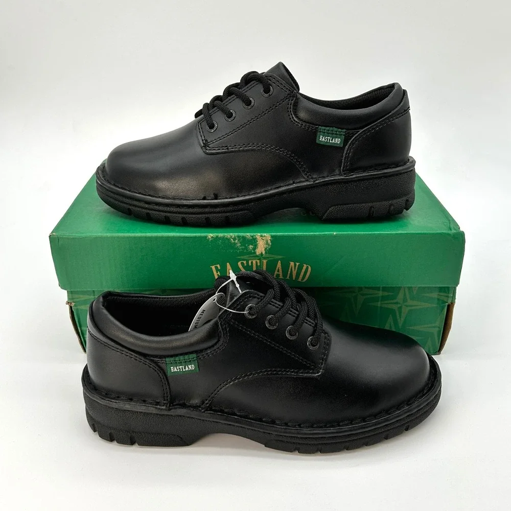 Kids Oxford Dress Shoes Eastland Plainview Size 4 Big Kids Black Leather NEW